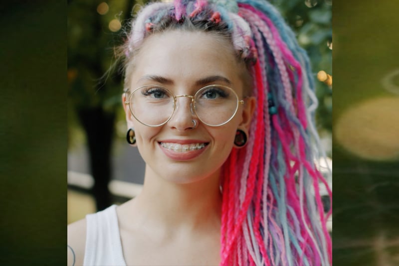 Pinole Orthodontist 32 clear braces young lady pink hair 800